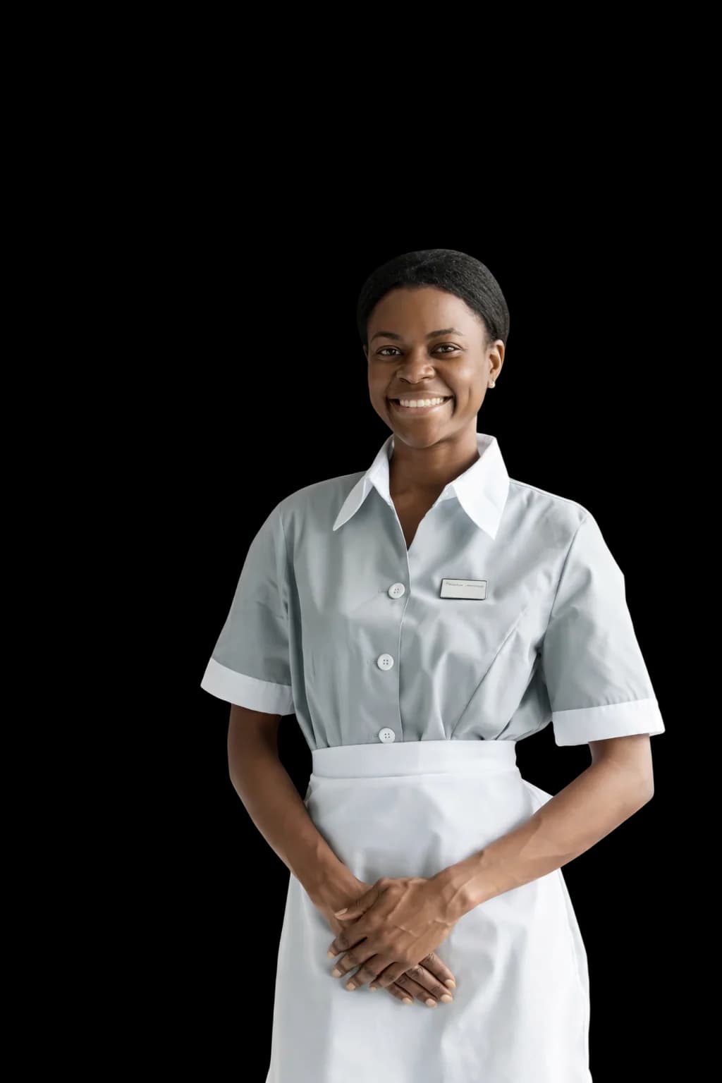 Professional Promised Land maid in uniform